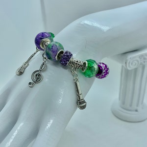 Bejeweled musical theme charm bracelet