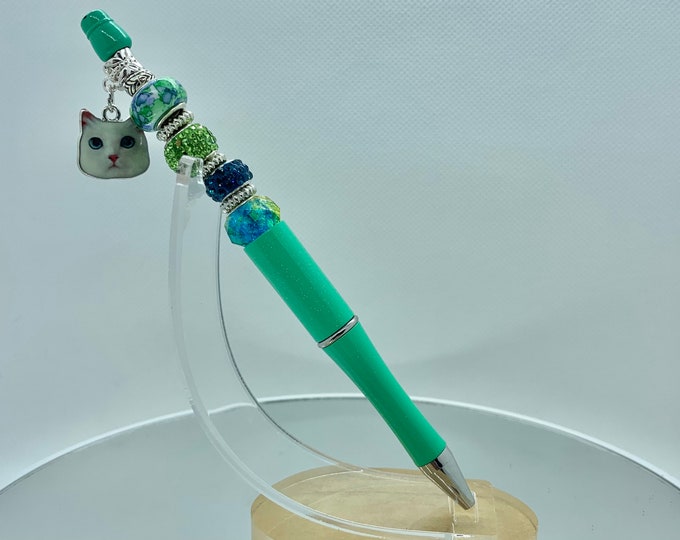 Bejeweled Cat Charm Writing Pen