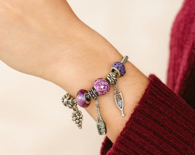 Bejeweled Wine Charm Bracelet