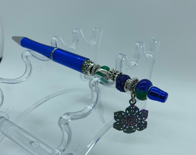 Bejeweled blue writing pen
