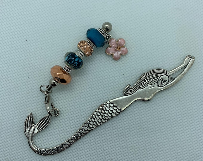 Book mark with rhinestone beads and dangling charm