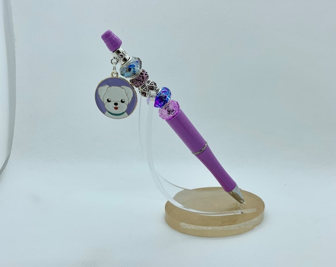 Bejeweled Dog Charm Writing Pen
