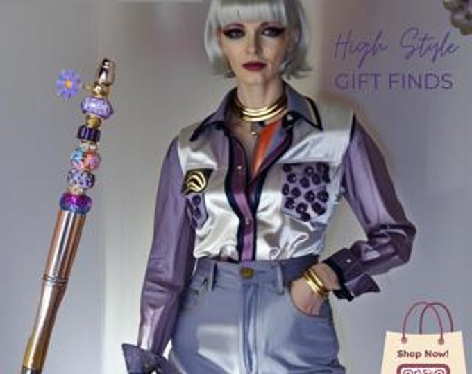 Purple Glam beaded and rhinestone Pen Stylish Handmade Gift