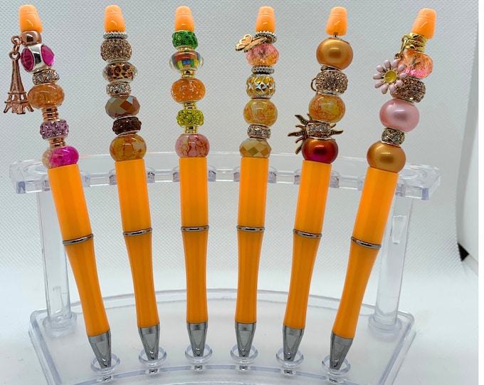 Bejeweled Orange Writing Pens