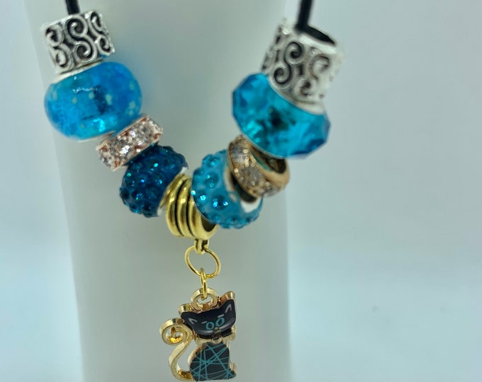 Bejeweled Cat Charm Necklace
