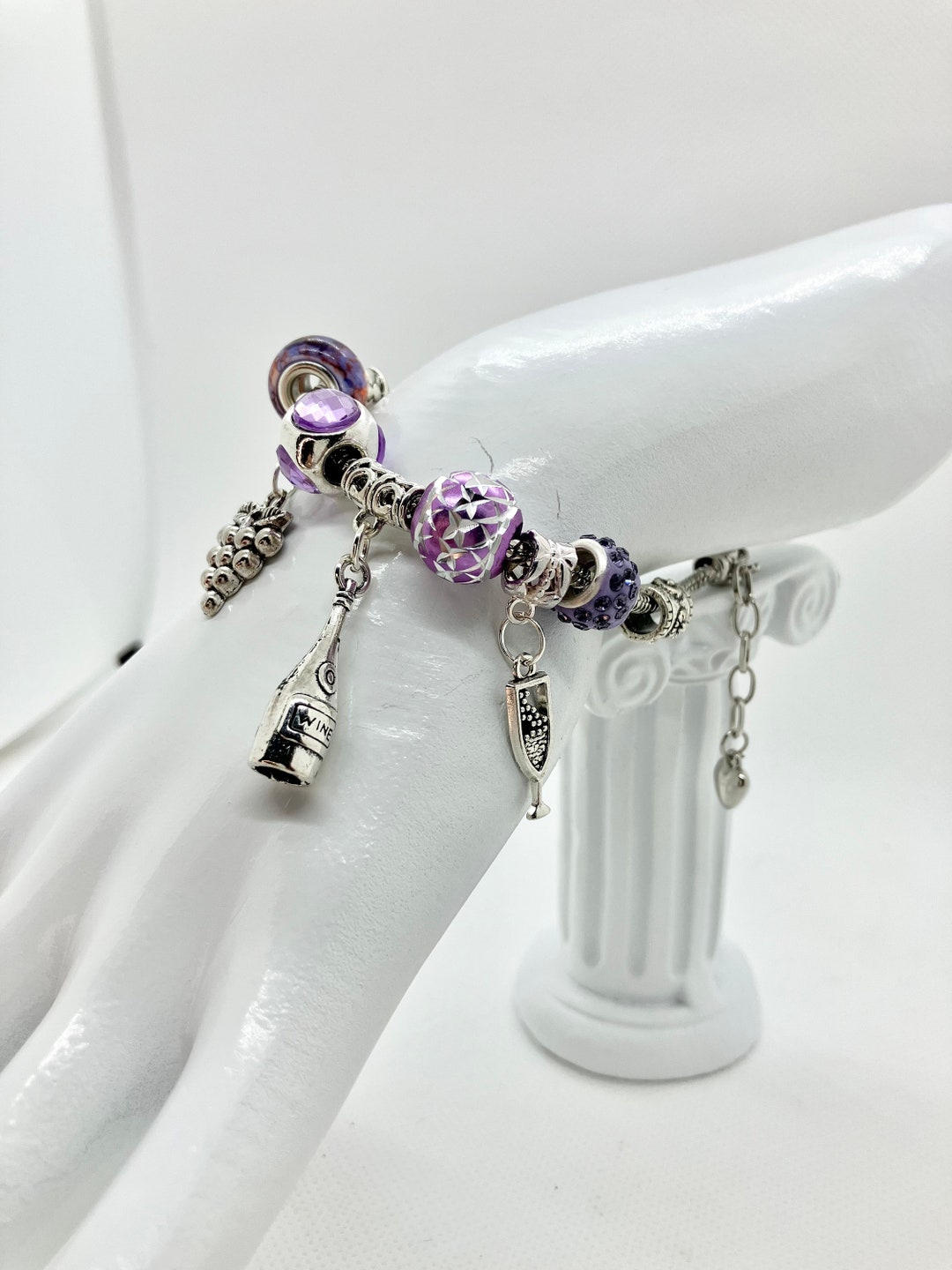 Bejeweled Wine Charm Bracelet Etsy