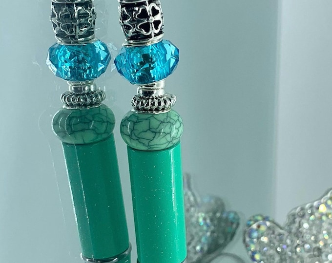 Bejeweled mint writing pen