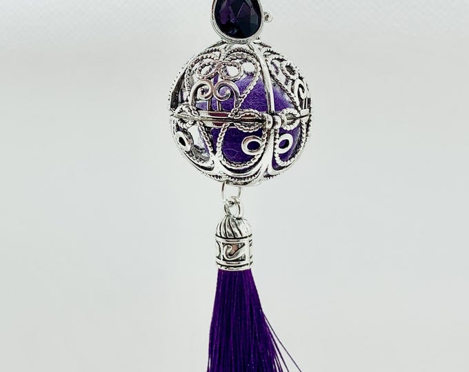 Aromatherapy Lavendar Keychain w/ leather tassel or Rear View Mirror Necklace