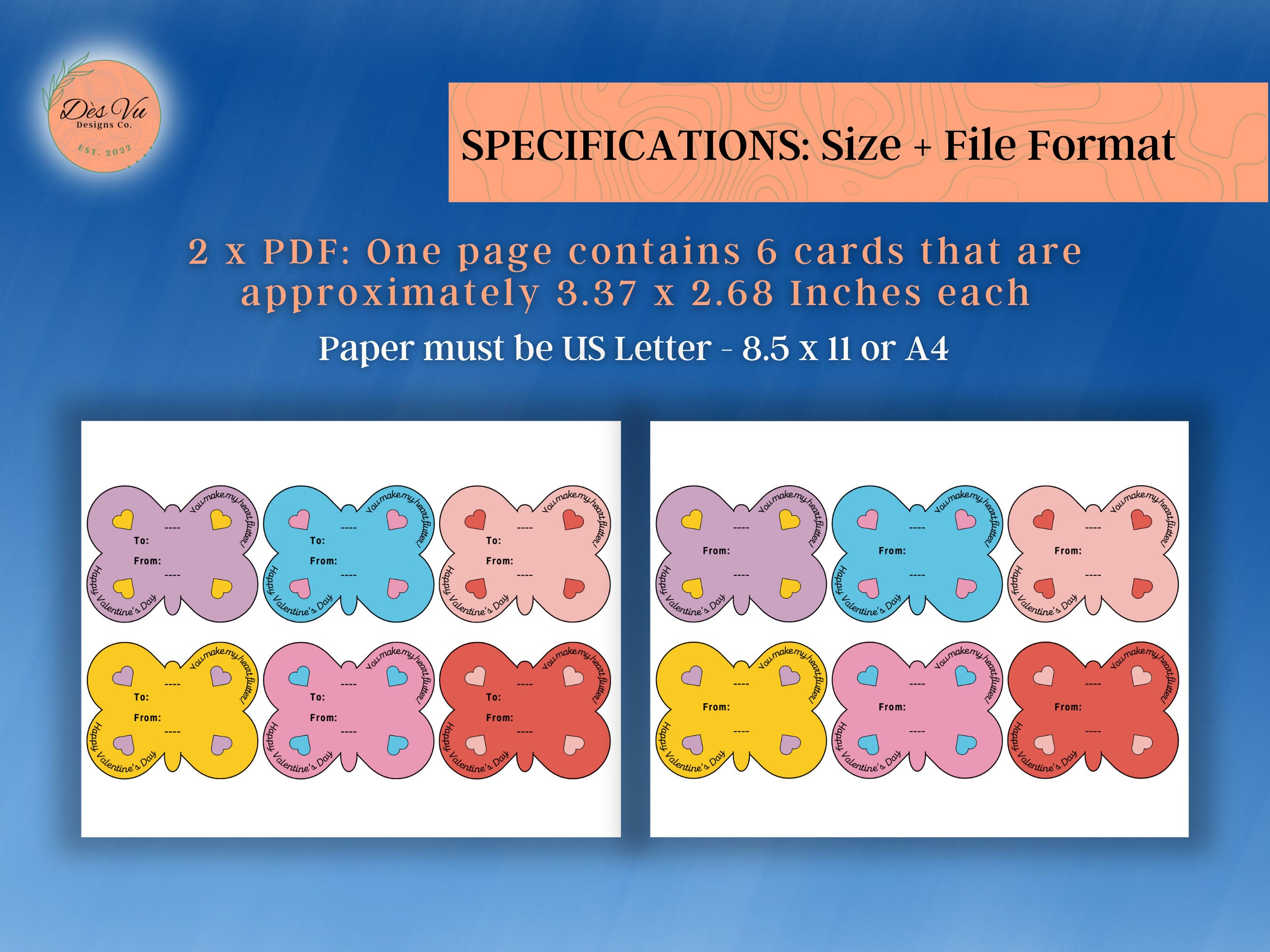 Butterfly Valentine's Day Cards for Kids, Printable Valentines ...