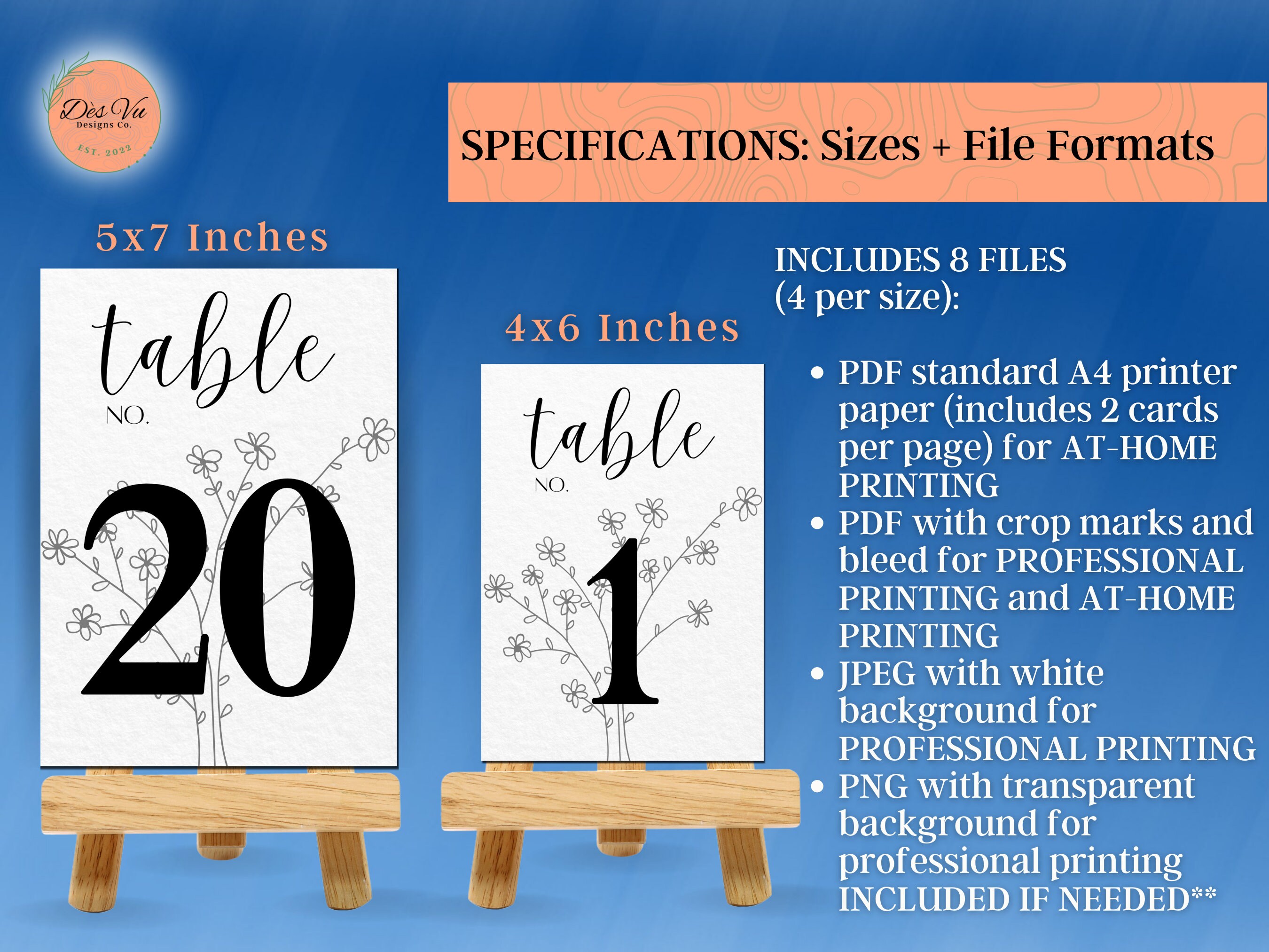 Modern Wildflowers Wedding Table Number Cards, Rustic Simple Flower ...
