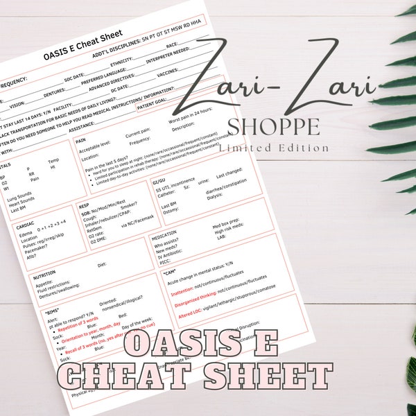 Oasis E Cheat Sheet Etsy Oasis E Cheat Sheet Etsy