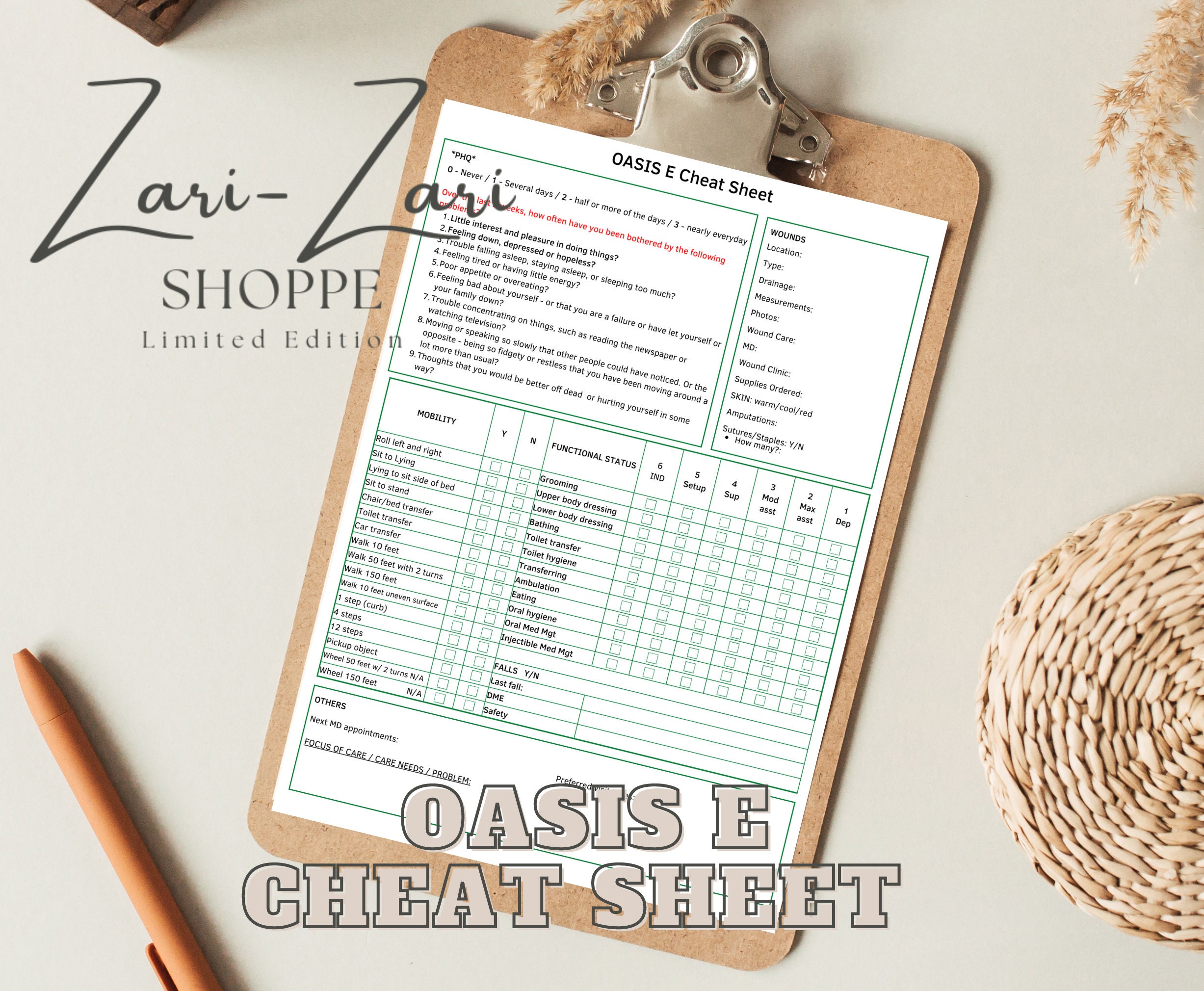 OASIS E Cheat Sheet With High Risk Medications and Written Etsy