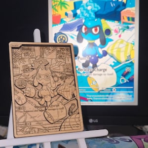 Laser Engraved Wooden Riolu Card – Inspired by Scarlet & Violet Illustration Rare