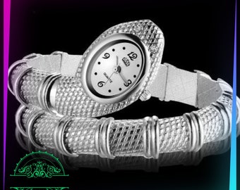 Frau Luxus niedlichen Schlange Handgelenk Modell Silber Uhr Set moderne Art Uhren versandkostenfrei weltweit