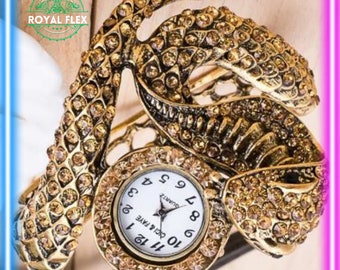 Woman's Luxury Gold Snake Band Watch Set Modern Style Watches Free Shipping World Wide