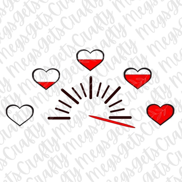 Heart Meter | Love Meter | Love Level Exceeded svg, png, pdf, jpg