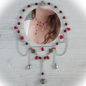heart queen necklace red necklace fantasy necklace movie necklace princess necklace bloody necklace blood necklace lolita necklace halloween