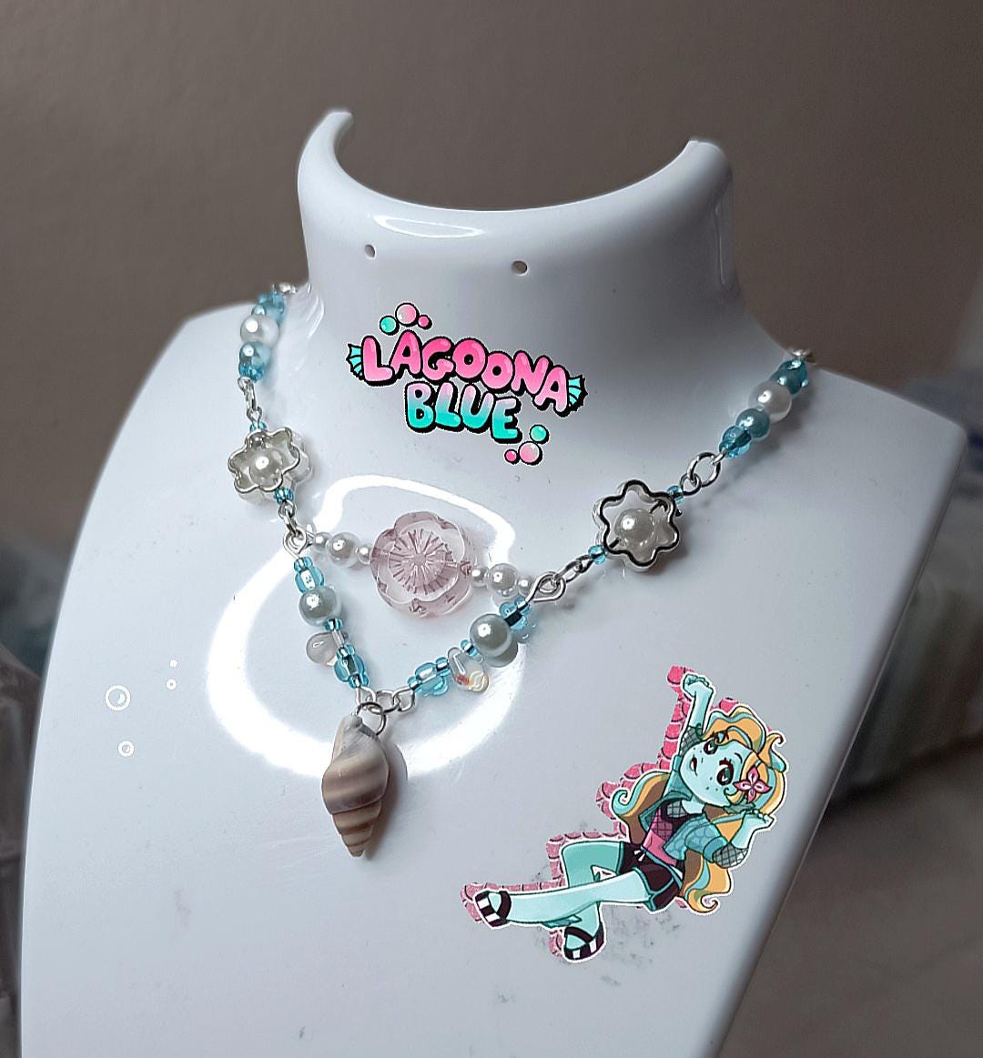 Monster high Lagoona Blue necklace sea necklace real shell monster high necklace sea jewellery mermaid necklace with real shell jewelry blue
