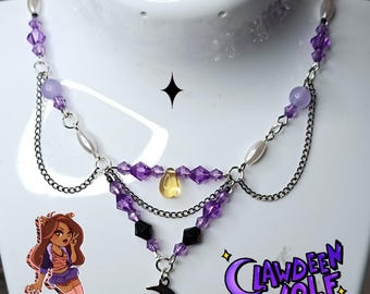 monster high clawdeen wolf necklace monster high jewellery purple moon jewellery clawdeen jewellery handmade necklace moon necklace