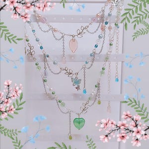 Fee Halskette Fantasy Fee Schwanz Schmuck rosa blau Schmetterling Fee Halskette Blumen Halskette weiche Fee Schmuck Fantasy Buch Schmuck