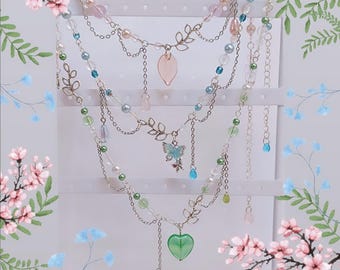 Fairy necklace fantasy fairy tail jewellery pink blue butterfly fairy necklace floral necklace soft fairy jewellery fantasy book jewellery