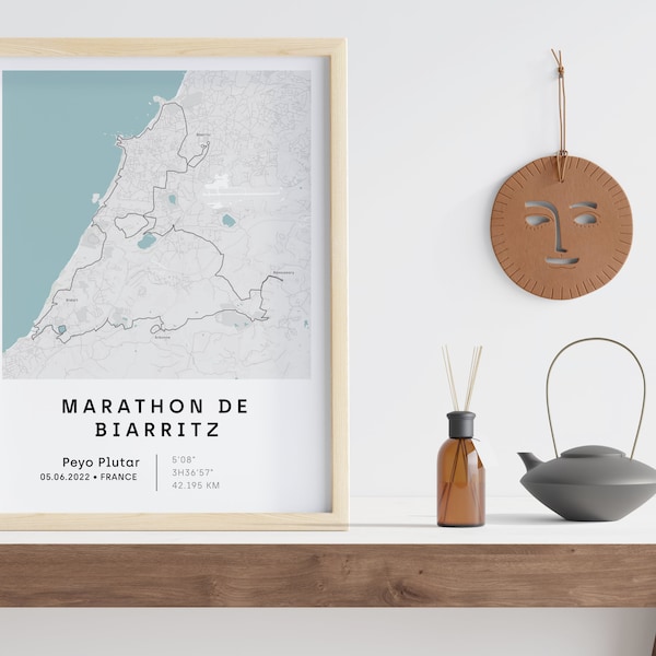 Personalized Biarritz Marathon poster| Personalized gift idea running | Gift for runners| Eco-friendly printing