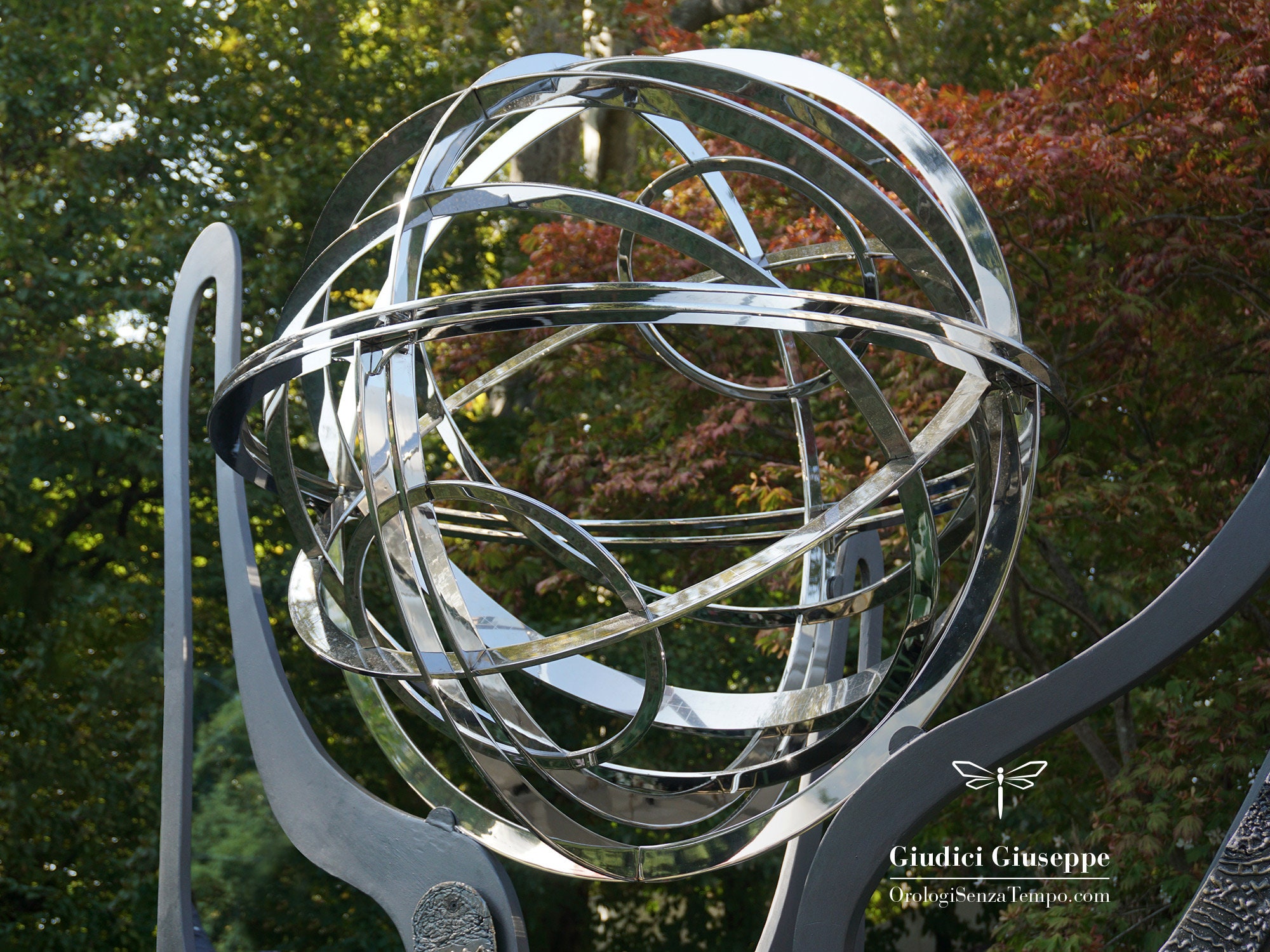 Armillary Sphere Garden Sculpture In Stainless Steel Sundial Armillary