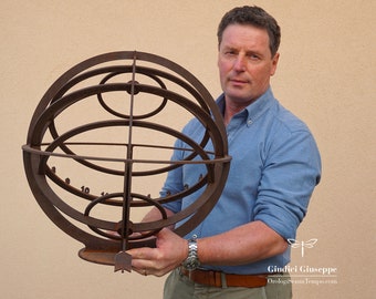 Armillary ball in oxidized steel – classic size