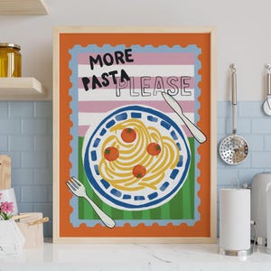 Pasta Kitchen Art Print: Colorful Food Poster (Digital Download)