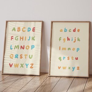Alphabet Wall Art Printable Set – Uppercase & Lowercase Letters – Colorful ABC Poster for Kids Room, Nursery, Homeschool, Montessori Decor