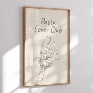 Pasta Lover Club Print: Minimalist Kitchen Wall Art (Digital Download)