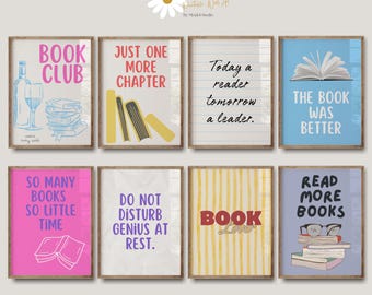 Book Lover Gallery Wall Art Set: Reading Quotes, Modern Prints (Digital Download)