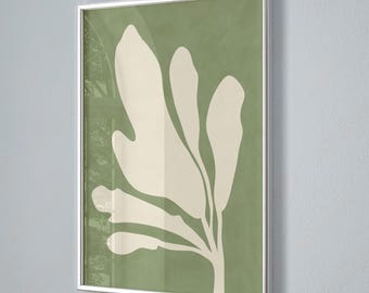 Minimalist Leaf Print: Abstract Greenery, Scandinavian Decor (Digital Download)