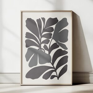 Minimalist Botanical Wall Art, Modern Black Floral Print, Digital Download, Monochrome Plant Poster, Abstract Nature Decor