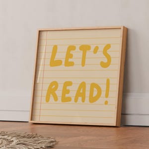Arte de parede para impressão &quot;Vamos Ler&quot;, pôster de leitura em sala de aula, download digital para professores, decoração de quarto infantil, placa de biblioteca, motivação para educação domiciliar