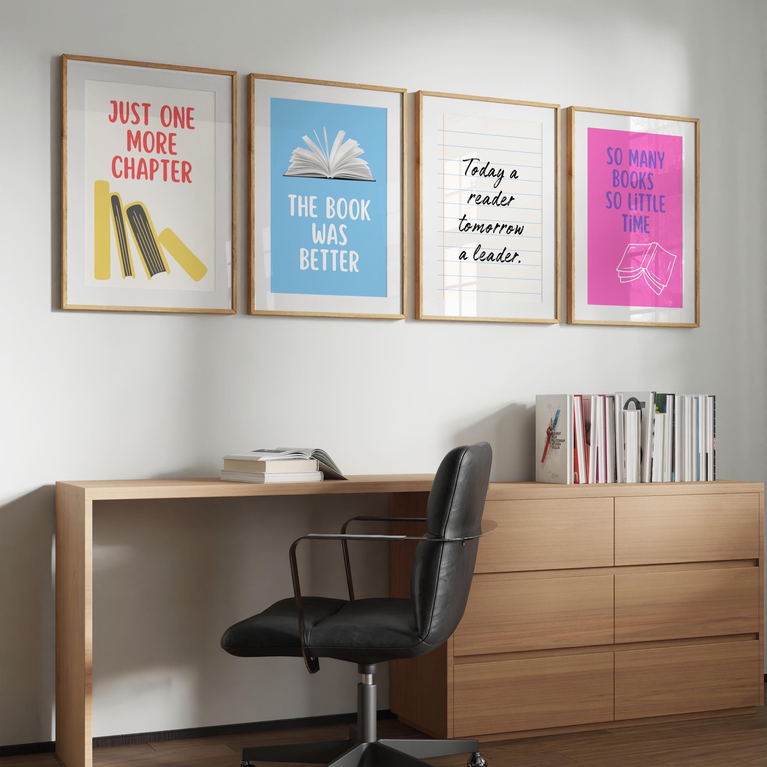 Book Lover Gallery Wall Art Set: Reading Quotes, Modern Prints (digital ...