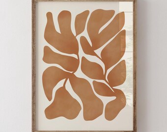 Terracotta Leaf Print: Boho Abstract Wall Art (Digital Download)