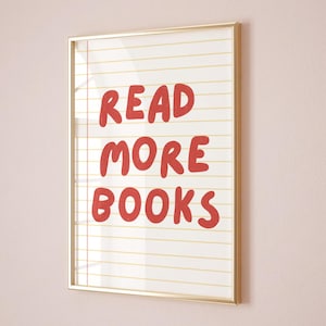 Lesen Sie mehr Bücher Wand Kunst zum ausdrucken - motivierender digitaler Download für Klassenzimmer, Arbeitszimmer, Bibliothek, Lehrer Geschenk, Buchliebhaber Dekor