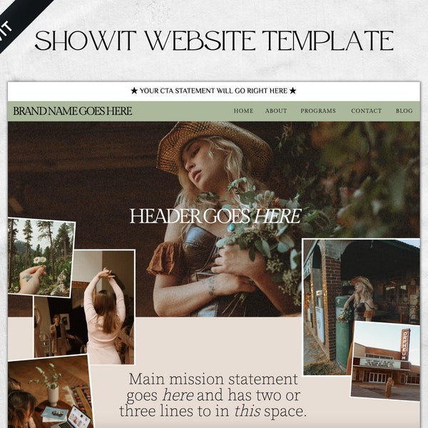 Showit Website Template, Influencer website template, Showit Website Template for Blogger, Influencer Website, Showit Website Design