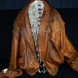 veste en cuir vintage pour homme XL veste bomber gilet style audacieux des années 80