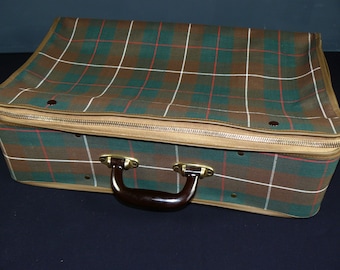 valise de voyage vintage tartan week-end des années 60