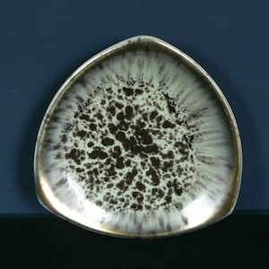 midcentury Keramik Dreieck Schale grün gold Dekor *Fohr Keramik* 50er