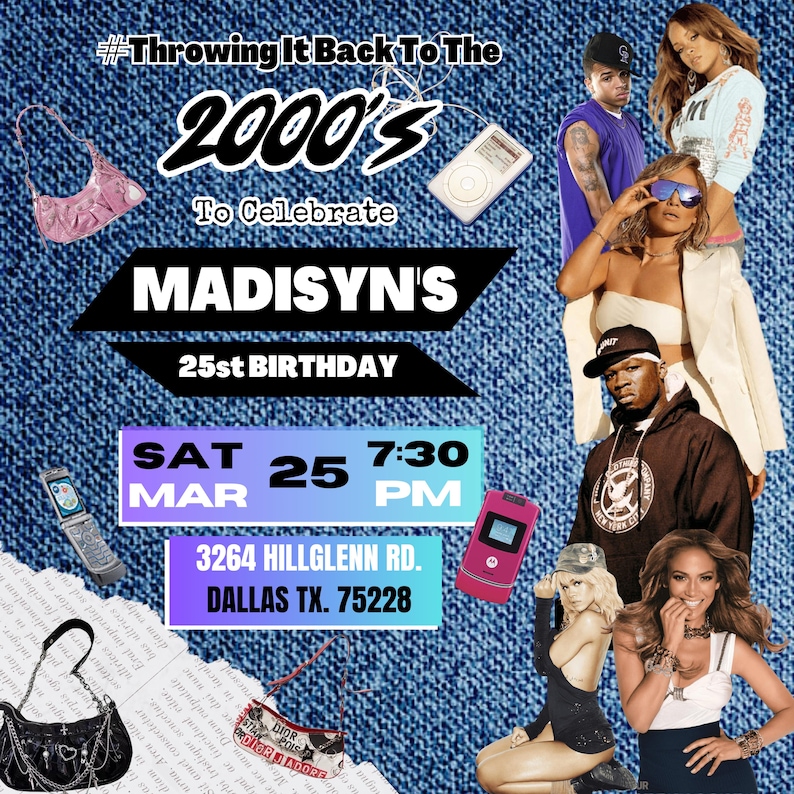 Early 2000s Themed Printable Birthday Invitation Template | Instagram ...
