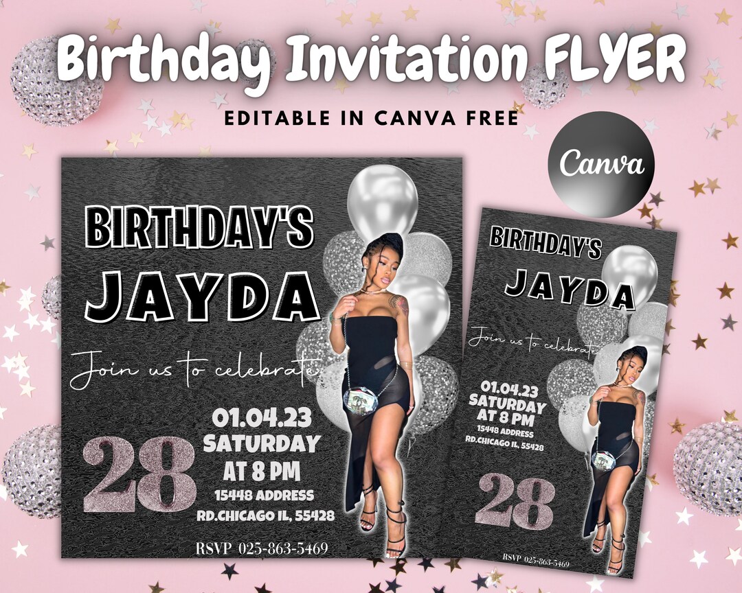 Birthday Invitation Flyer Template Baddie Birthday Invitation Birthday