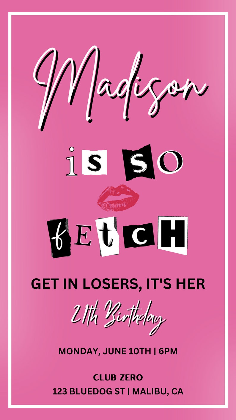 Mean Girls Inspired Printable Birthday Invitation Flyer Instagram Post ...