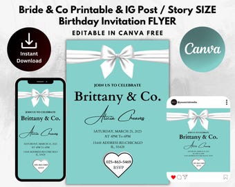 Bride and Co Themed Printable Birthday Invitation Template | Instagram Post & Story | Bride and Co invite | Bridal Shower Invitation | Canva