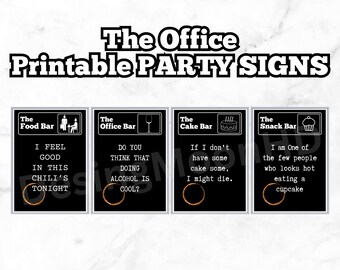 The Office Party Posters x4 | The Office Printable Party Signs | The Office Party Decorations | The Office Bar Cake Snack | Instant Downloa