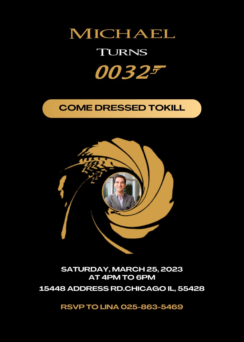 007 Themed Printable Birthday Invitation Template Instagram Post ...