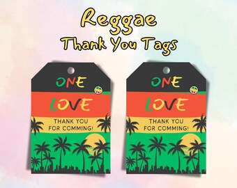 Reggae Party Thank You Tags | Jamaican Decoration | Reggae Favour Tags | Reggae Theme Decor | One Love Tropical Decor | Instant Download