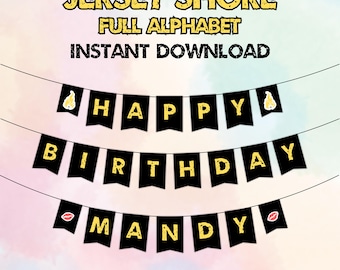 Jersey Shore Party Banner | Full Alphabet Letters and Numbers | Jersey Shore Printable Banners | Jersey Shore Theme Party | Instant Download